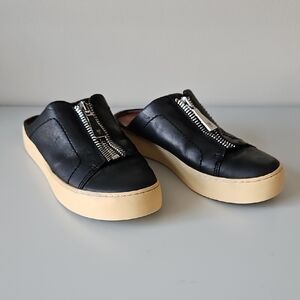 FRYE Lena Zip Mule - Black Slip-On Sneakers - Women's 6.5